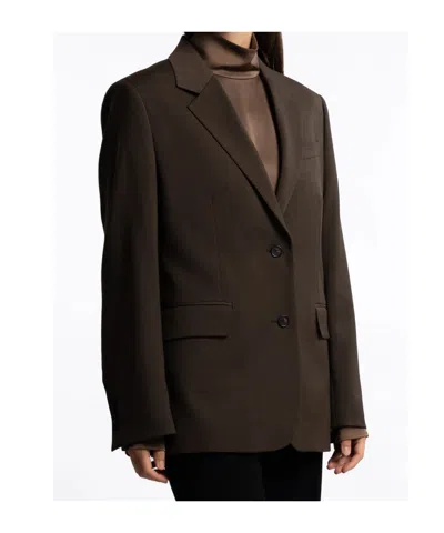 Filippa K Structured Walnut Blazer With Peaked Lapel In Brown