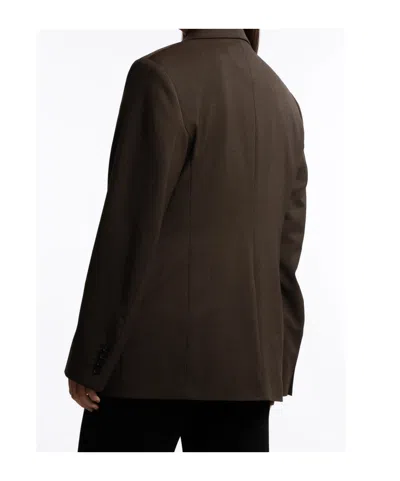 Filippa K Structured Walnut Blazer With Peaked Lapel In Brown