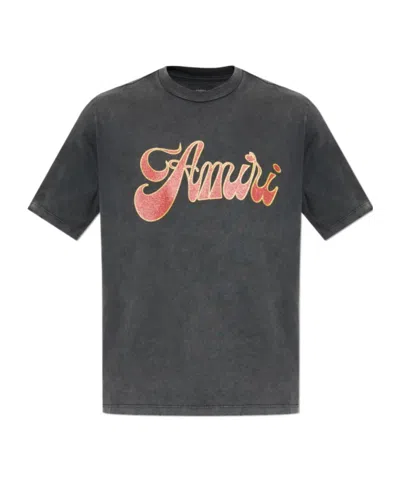 Amiri Black Crewneck Logo T-shirt In Black