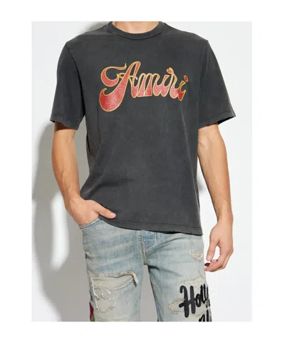 Amiri Black Crewneck Logo T-shirt In Black