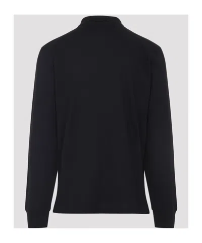 Ralph Lauren Long-sleeve Polo Shirt With Embroidered Bear Motif In Black