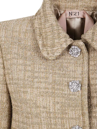 N°21 Long-sleeved Tweed Jacket In Neutral