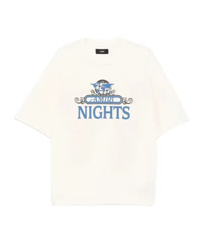 Amiri Night Graphic Print Crewneck T-shirt In White