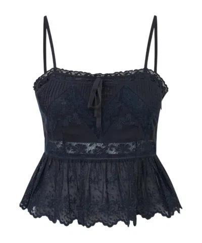 Loveshackfancy Lace Sleeveless Top In Black