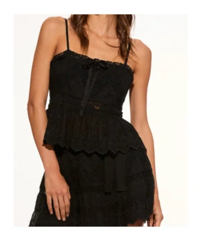 Loveshackfancy Lace Sleeveless Top In Black
