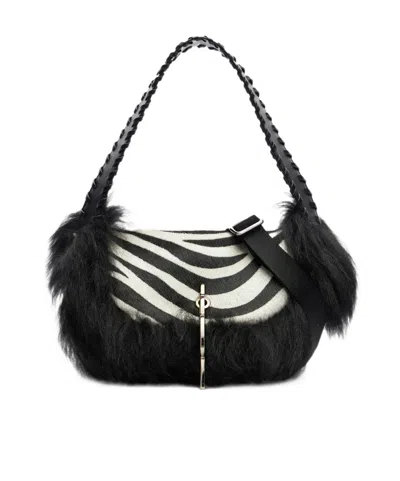Blumarine Zebra Print Shoulder Bag In Black