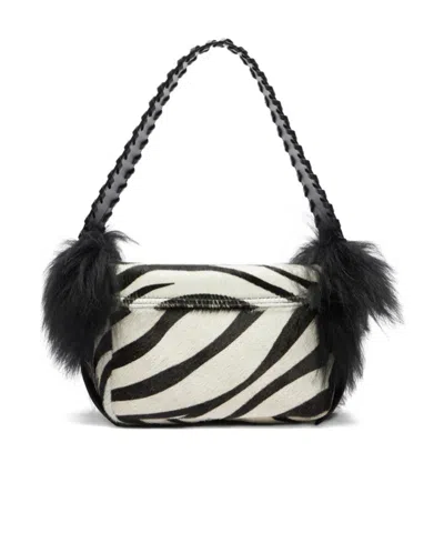 Blumarine Zebra Print Shoulder Bag In Black