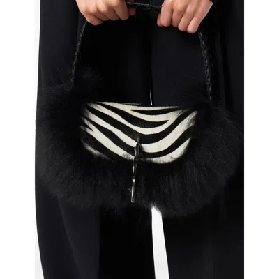 Blumarine Zebra Print Shoulder Bag In Black