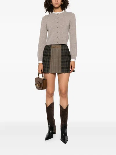 Sandro チェック プリーツスカート In Brown