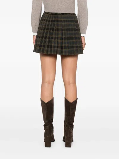 Sandro チェック プリーツスカート In Brown
