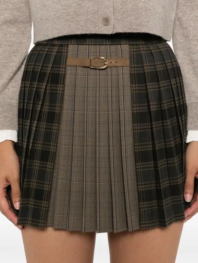 Sandro チェック プリーツスカート In Brown