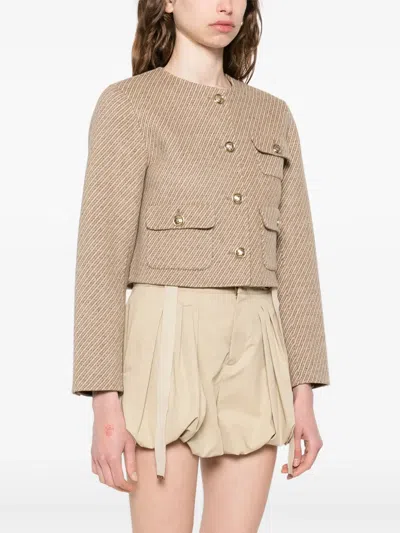 Sandro ストライプ ジャケット In Nude