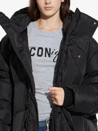 Dsquared2 フーデッド キルティングコート In Black