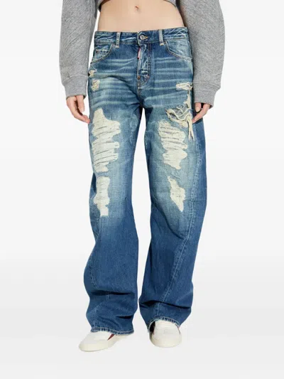 Dsquared2 Belt Loop Denim Trousers In Blue