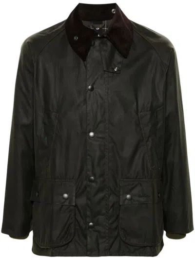Barbour Bedale Jacket In Waxed Recycled Fabric In Green