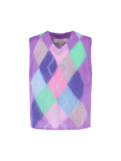 Erl Checked Mohair-blend Sweater Vest In Multi