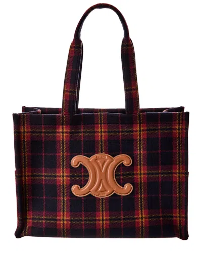 Celine Cabas Thais Large Tartan & Leather Tote