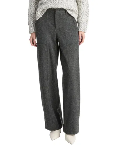 Vince Mid-rise Brushed Herringbone Flannel Utility Wool-blend Pant In Gray