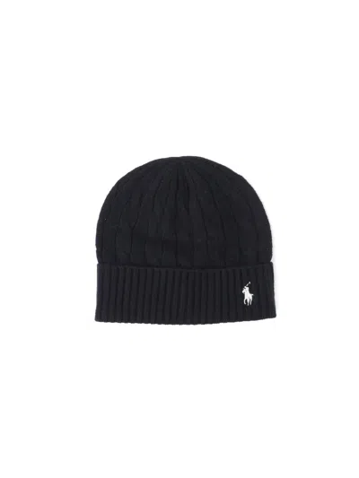 Polo Ralph Lauren Logo Beanie In Black