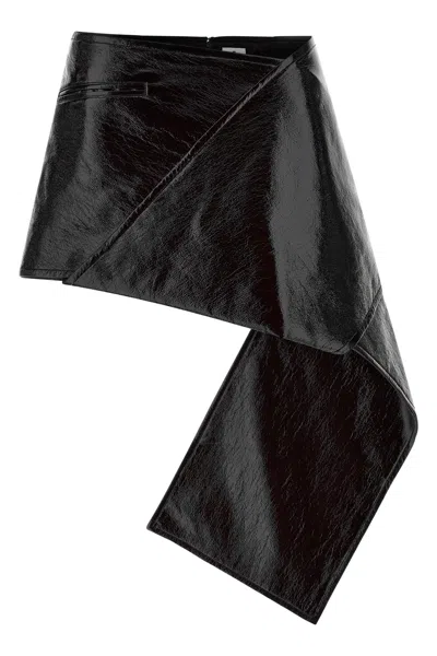 Courrèges Side-drape Vinyl Mini Skirt In Black
