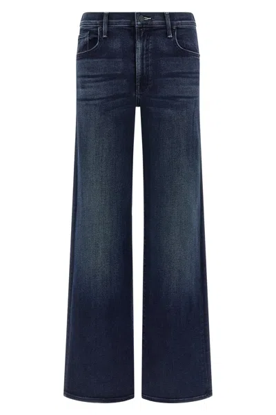 Mother The Mid Rise Mavin Sneak Blue Jeans With Belt Loops And Logo Embroidery On The Rear In Denim Woman