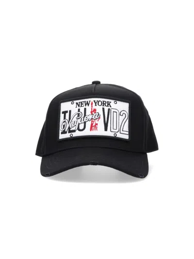 Dsquared2 Branded Baseball Cap Curved Peak In Black