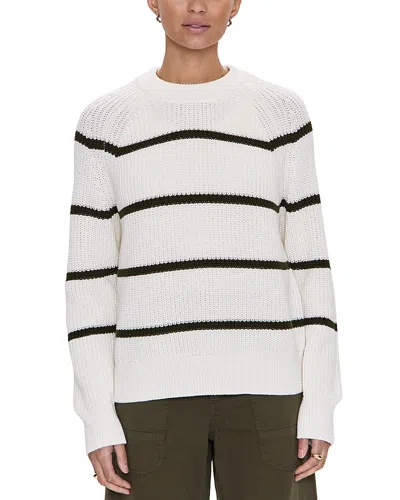 Pistola Edie Raglan Crewneck Sweater In Olive Stripe In White