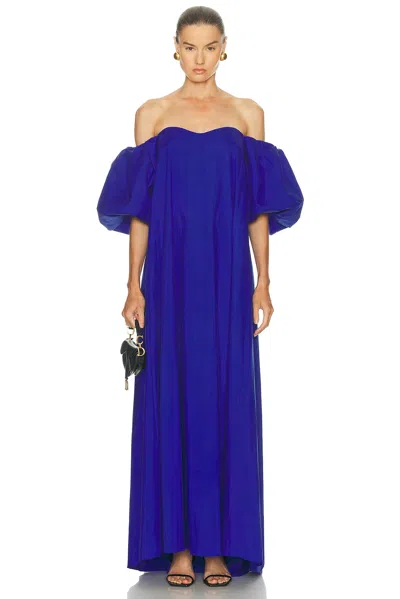 Caroline Constas Palmer Off Shoulder Gown In Blue