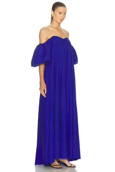 Caroline Constas Palmer Off Shoulder Gown In Blue