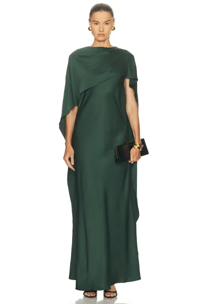 Simkhai Izel Cape-effect Satin Gown In Green