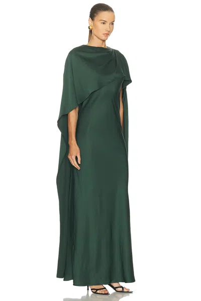 Simkhai Izel Cape-effect Satin Gown In Green