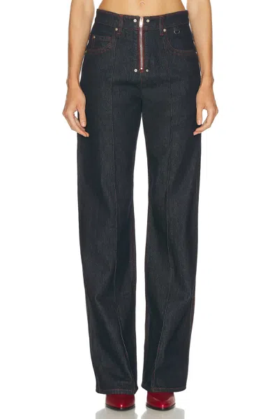 Isabel Marant High Waist Wide Leg Trousers With Button Detail In Blue