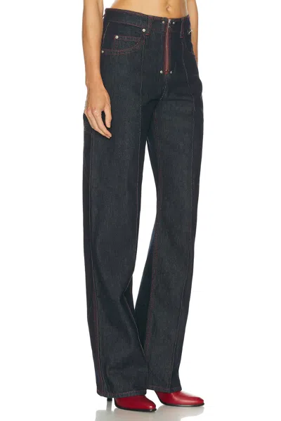 Isabel Marant High Waist Wide Leg Trousers With Button Detail In Blue