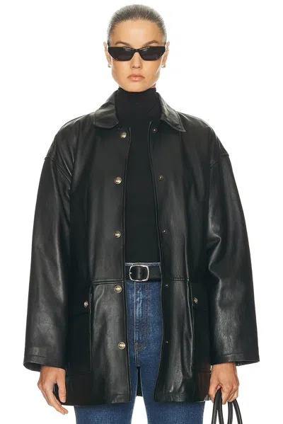 Nili Lotan Cordel Lambskin Leather Coat In Black