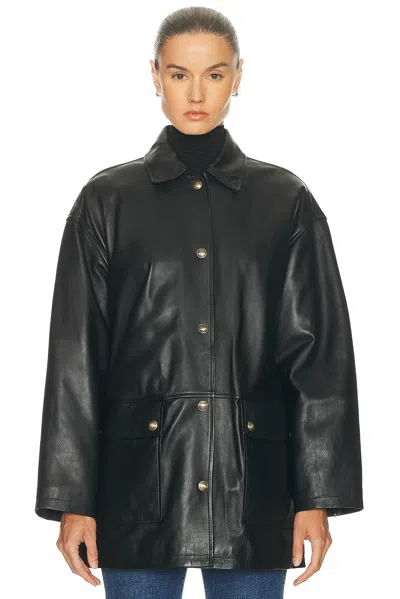 Nili Lotan Cordel Lambskin Leather Coat In Black