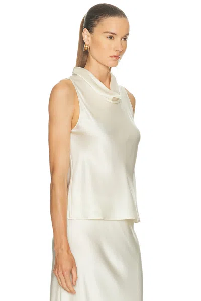 Leset Barb Sleeveless Cowl Neck Top Creme In Neutral