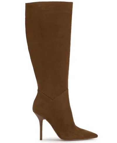Jessica Simpson Women's Lovienn Stiletto Knee-high Wide-calf Dress Boots In Brown
