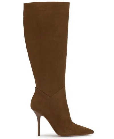 Jessica Simpson Women's Lovienn Stiletto Knee-high Wide-calf Dress Boots In Brown