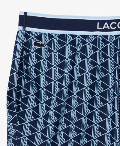 Lacoste Monogram Stretch Cotton Pajama Pants In Blue