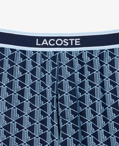 Lacoste Monogram Stretch Cotton Pajama Pants In Blue