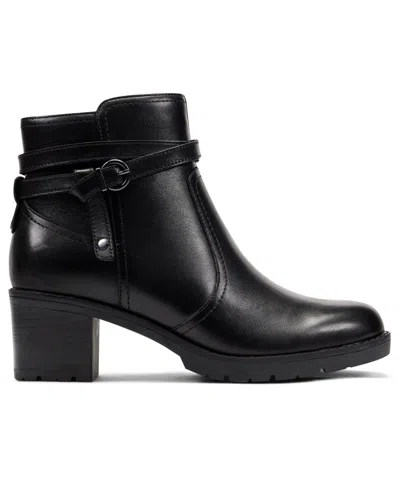 Easy Spirit Women's Carter Eflex Buckle Strap Block Heel Booties In Black