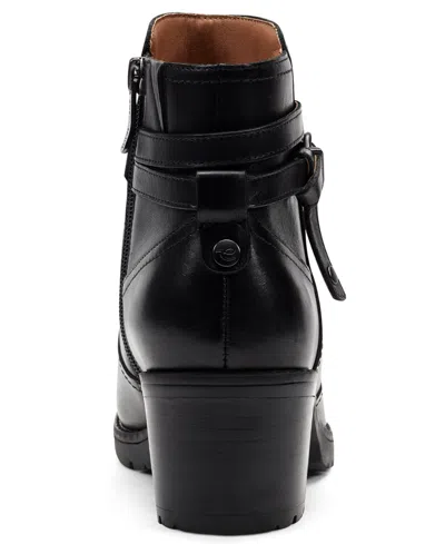 Easy Spirit Women's Carter Eflex Buckle Strap Block Heel Booties In Black