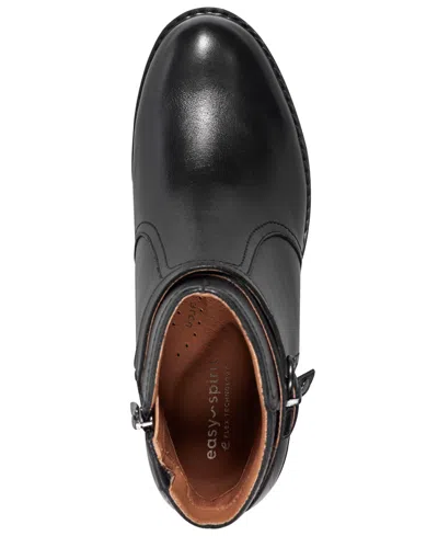 Easy Spirit Women's Carter Eflex Buckle Strap Block Heel Booties In Black