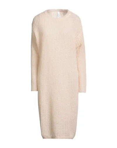Tensione In Woman Midi Dress Cream Size Onesize Alpaca Wool, Mohair Wool, Wool, Polyamide In White