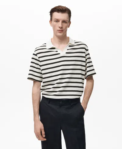 Mango Stripe Slub Polo In Multi