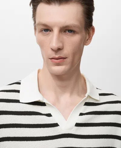 Mango Stripe Slub Polo In Multi