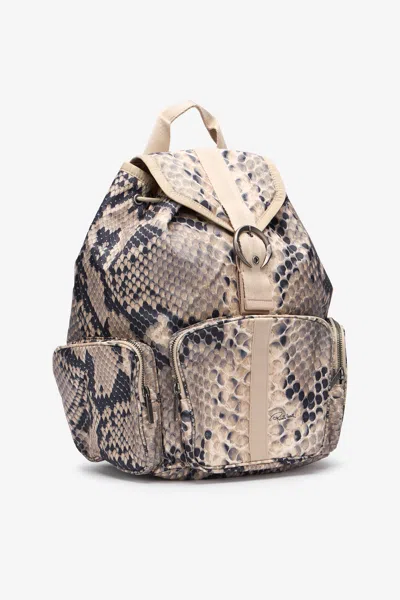 Roberto Cavalli Napoli Python Backpack In Brown