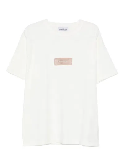 Stone Island Raw Beauty Recycled Cotton Archive Print T-shirt In White
