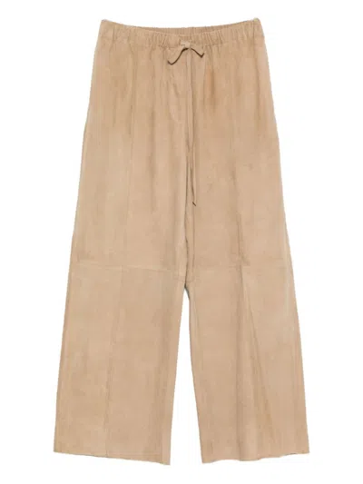 Alysi Drawstring Waist Casual Pants In Neutral