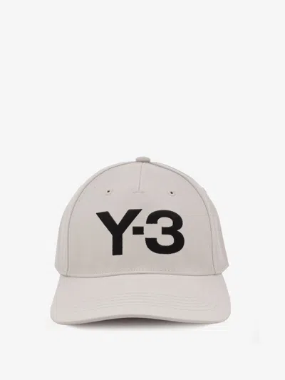 Y-3 Gray Cotton Cap With Large Logo And Curved Brim In White